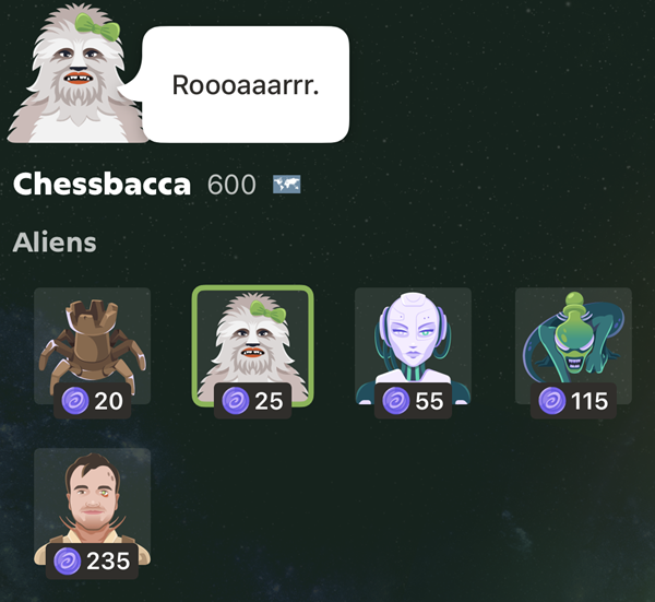 chess.comのイベントに出てきたスターウォーズのチューバッカを模したチェスバッカ。