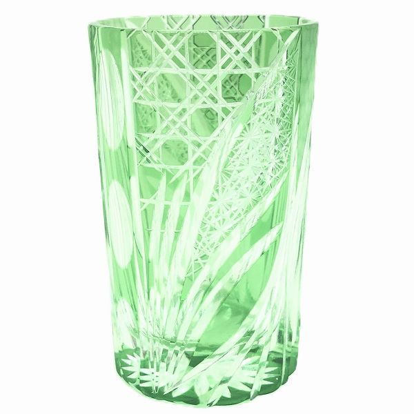 切子、緑、ショットグラス、アガベ、切子作家、伝統的な手法