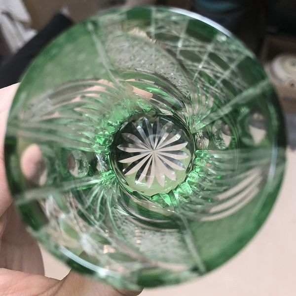 切子、緑、ショットグラス、アガベ、切子作家、伝統的な手法