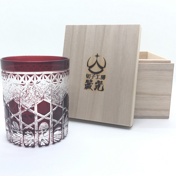 江戸切子、伝統三種ロックグラス、化粧箱