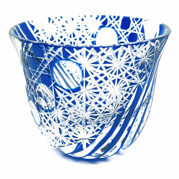切子、らせん、螺旋、螺旋硝、ガラス、硝子、ぐいのみ、おちょこ、日本酒、冷酒、江戸切子