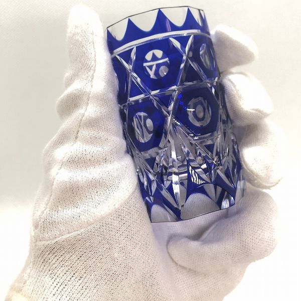 切子、江戸切子、玉六角籠目ショットグラス、ぐいのみ