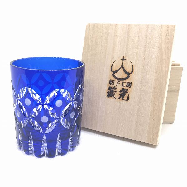 切子、玉七宝に氷山ロックグラス、ペアグラス、ソーダガラス、贈り物、安価、プレゼント、江戸切子の技法、伝統的、切子作家