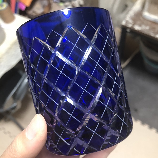 切子、底消し二重矢来ロックグラス、江戸切子、安価、安い、贈り物、プレゼント