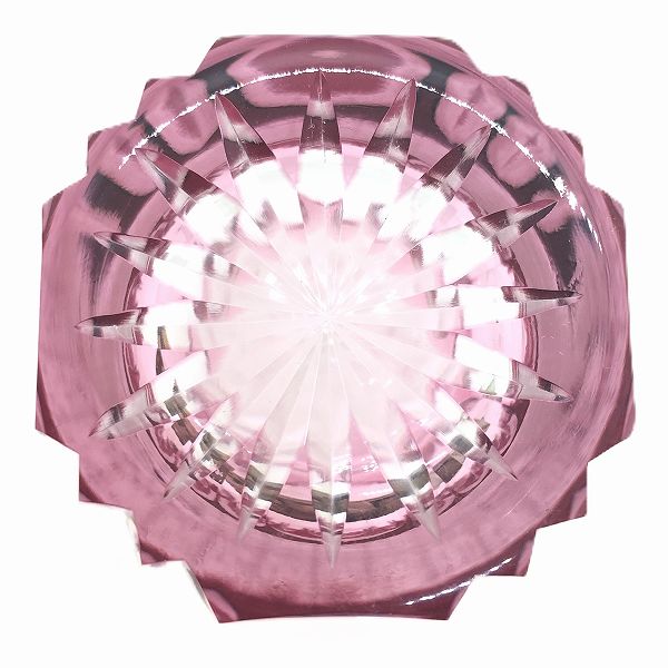 菊籠目に菊繋ぎタンブラー、切子、高級、タンブラー、金赤、伝統的な手法、切子作家