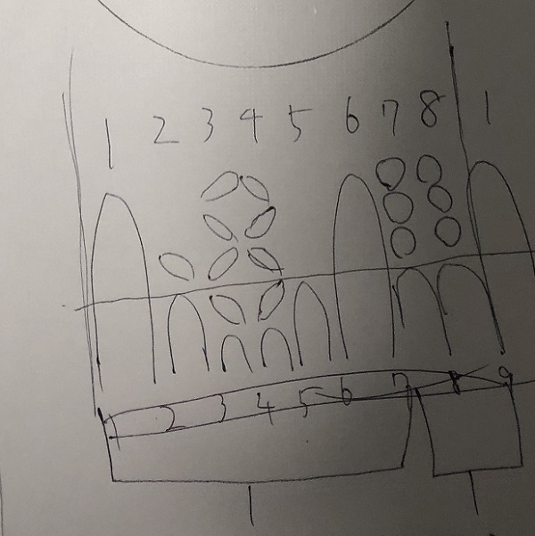 切子、丸と七宝ロックグラス、図面