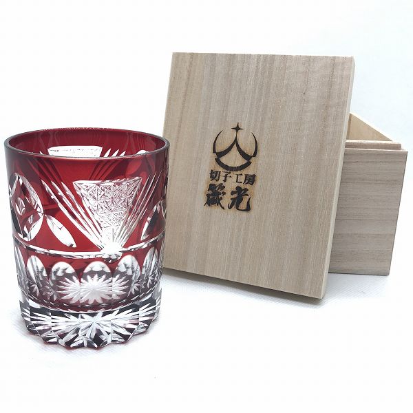 切子、玉七宝に結びロックグラス、結婚祝い、ペアグラス、鮑結び、伝統的な技法、切子作家、