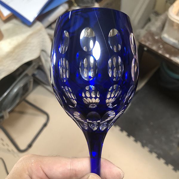 オーバルワイングラス、切子、切子作家、赤ワイン、伝統的な手法、