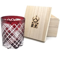 切子、底合わせ四つ矢来ロックグラス、贈り物、プレゼント、ロックグラス、、江戸切子の技法、伝統的
