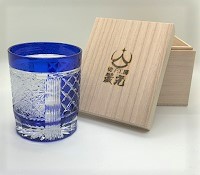 江戸切子、矢来と菊繋ぎロックグラス