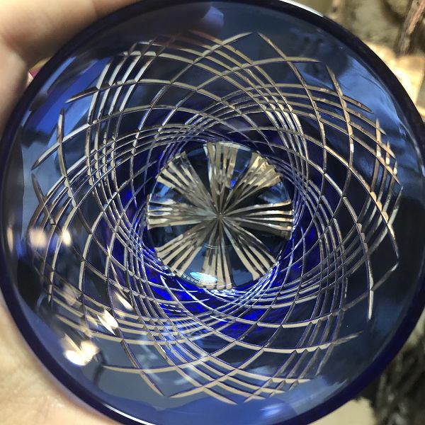 切子、底合わせ四つ矢来天開ロックグラス、ロックグラス、コップ、