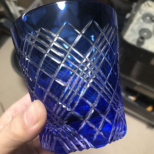 切子、底合わせ四つ矢来天開ロックグラス、ロックグラス、コップ、